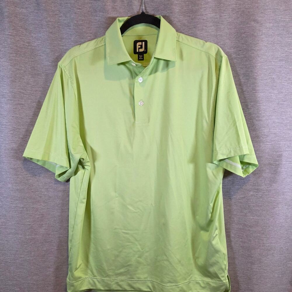 FootJoy FAIRWAY Logo Short Sleeve Golf Polo Shirt Lime Green Sm Strip Sz small
